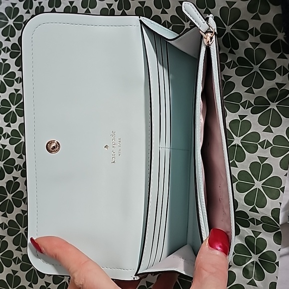 Kate Spade Rosie Large Flap Wallet Pebbled Leather Turquoise KB014 (403) - Picture 2 of 4